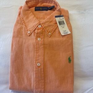 Ralph Lauren Women’s Orange Linen Shirt, size L